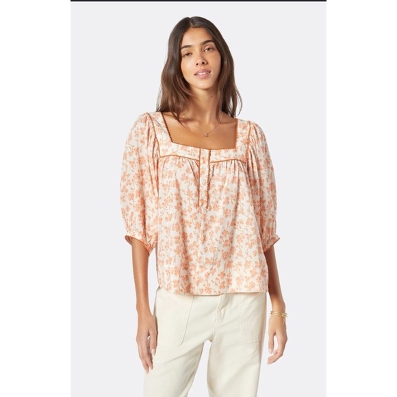 JOIE LEROYE TOP SZ XXS FLORAL COTTON RELAXED OVERSIZED COTTAGE CORE FEMININE - Picture 1 of 12